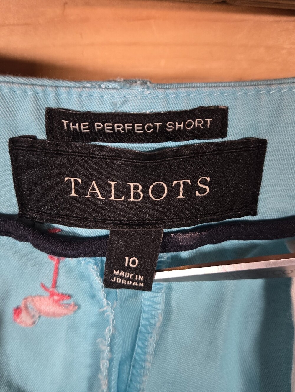 Talbots Perfect Shorts 10 Turquoise All Over Embroidered Flamingos Summer Beach - Picture 5 of 6